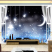 Custom 3D Mural Wallpaper Romantic Moon Night Starry Sky Photo Wallpaper Kids Room Living Room Backdrop Wall Papel De Parede 3D