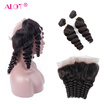 Alot Virgin Peruvian Loose Wave 22x4x2 Closure Peruvian 360 Lace Frontal Loose Wave With 2 Bundles Virgin Human Hair