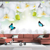 Modern Simple White Flowers Butterfly Photo Wallpaper 3D Wall Mural Living Room TV Sofa Backdrop Wall Painting Classic Mural 3 D