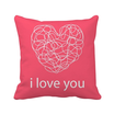 Valentines Day I Love You Pink Heart Square Throw Pillow Insert Cushion Cover Home Sofa Decor Gift