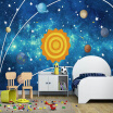 Custom Photo Mural Blue Cartoon Starry Planet Childrens Room Bedroom Background Non-woven Wallpaper Murals Papel De Parede 3D