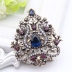 Ethnic Arabesque Flower Brooches Turkish Jewelry Women Retro Gold Color Water Drop Resin Rhinestone Broches Brooch Hijab Pin
