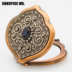 Ethnic Makeup Mirror Turkish Women Retro Embossed Resin Metal Portable Mirror AntiqueCopper Vintage Cosmetic Mirror Body Jewelry