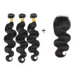 7A Grade Remeehi Brazilian Virgin Hair Body Wave 3 Bundles with 4x4 Closure Lace Closure