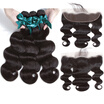 7A Brazilian Body Wave Lace Frontal Closure With Bundles 13x4 Ear To Ear Frontal With Bundles Human Hair Closure With Baby Hair