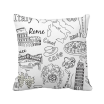 Italy Landscape Famous Travel Sketch Square Throw Pillow Insert Cushion Cover Home Sofa Decor Gift