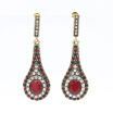 Exquisite Turkish Women Resin Long Drop Earring Antique Gold Color Chromatic Rhinestone Jewelry Earrings India Bridal Jewelry