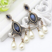 Vintage Turkish Simulated Pearl Drop Long Earring Women Antique Chandelier Earrings India Jewelry Ladies Wedding Party Bijoux