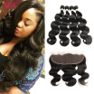 Alot Lace Frontal Human Hair Pre Plucked 130 Density with 4 Bundles Malaysian Body Wave Human Hair Frontal with Bundle