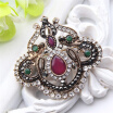 Hollow Flower Brooch For Women Jewelry Multicolor Resin Turkish Brooches Broches Antique Gold Color Ladies Banqust Pins Gift