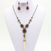 Vintage Women Flower Jewelry Sets Turkish Resin Antique Jewelry Resin Drop Earrings Bead Tassels Necklace Arabia Bridal Jewelry