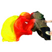 1 Pair Dance Fans Bamboo Ribs Natural Silk Stage Performance Props Dye Fans Belly Dance Silk Fan BlackRedOrangeYellow