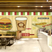 Photo wallpaper Cute cartoon wallpaper hamburger fast-food restaurant coffee tea shop large mural aisle porch wood wallpaper