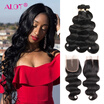 Alot Good quality Indian Body Wave 100 Human Virgin Hair Body Wave With Clousre 31 Bundles With Lace Closure