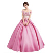 Spring Summer Colorful Applique Flower Ball Gown Wedding Bridal