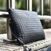 Bolsa de cuero de gran capacidad de POLO de los hombres de la capa superior bolso de cuero tejido bolso de embrague 031051 negro