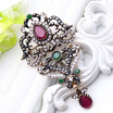 Classic Turkish Vintage Hanging Brooch For Women Ethnic Jewelry Antique Gold Color Multicolor Rhinestone Brooches Broches Gift