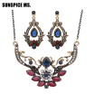 SUNSPICE MS Vintage Turkish Resin Drop Water Earrings Thin Chain Necklace Indian Jewelry Sets Dropshipping Bridal Bijoux Gift