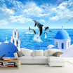 Custom 3D Photo Wallpaper Blue Sky White Clouds Ocean Sea Island Dolphin Living Room Sofa TV Background Decoration Wall Painting