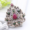 Ethnic Arabesque Flower Brooches Turkish Jewelry Women Retro Gold Color Water Drop Resin Rhinestone Broches Brooch Hijab Pin