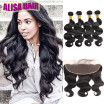 8a Brazilian Body Wave Human Hair With 4x13 Lace Frontal Closure Ear to Ear Lace Frontal With Bundles Brazilian virgin hair Body W