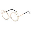 New Design Fashion Sexy Cat Eye Sunglasses Women round lenses Coating Reflective Mirror Diamond Decoration Glasses Female Shades