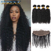 Brazilian Curly Bundle With Frontal 5pcs Curly Hair With Frontal Closure Brazilian Virgin Hair With Full Frontal Lace Closure