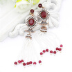 Vintage Women Long Bead Dangle Rarring Antique Gold India Resin Tassels Earring Turkish Bridal Princess Noble Banquet Jewelry