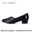 Spring&autumn Women Shoes with Low-cut upper Mid-heeled New Comfotable Black Genuine Leather Thin Shoes with Shoeslace