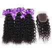 Nig Cute Hair Brazilian Human Hair 3 Bundles With Closure Kinky Curly Brazilian Virgin Human Hair Weave Extensions With Closure