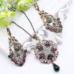 Luxuriant Turkish Royal Jewelry Sets For Women Antique Gold Color Crystal Drop Earrings Rhinestone Necklace India Ethnic Bijoux