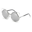 New Design Fashion Sexy Cat Eye Sunglasses Women round lenses Coating Reflective Mirror Diamond Decoration Glasses Female Shades