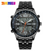 Mens Sports Fashion Analog-digital Double Time Black Stainless Steel Wrist Watch