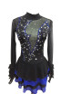 Black figure skating performance clothing long sleeve performance clothing skirt simple&generous skating grading clothing