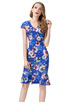 Womens Floral Bodycon Dress with Ruffle Hem