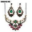 SUNSPICE MS Vintage Turkish Resin Drop Water Earrings Thin Chain Necklace Indian Jewelry Sets Dropshipping Bridal Bijoux Gift