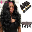 7A Grade Brazilian Loose Wave 4 Bundles With Closure13x4 Brazilian Virgin Hair Lace Frontal Closure Brazilian Hair Weave Bundles