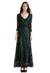 Womens Floral Lace 23 Sleeves Long Bridesmaid Maxi Dress