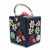 Milisente Women Evening Bags Ladies Flower Clutch Handbag Female Royal Blue Crystal Clutches Purses