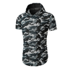 Summer Mens Fashion Short Sleeved Camouflage Casual T-shirt Male Hooded Cotton T-shirts Tops