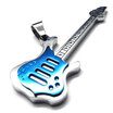 Hpolw Mens&Womens Polished Punk rock accessories Stainless Steel fashion Blue Music Symbol Guitar Pendant Necklace Jewelry