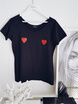 Womens Wide Collar Hearts T-Shirt