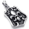 Hpolw New Fashion Mens Stainless Steel Casting Black Knight Fleur De Lis Pendant Jewery Silver Cross Necklace18-26 inch Chain