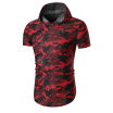 Summer Mens Fashion Short Sleeved Camouflage Casual T-shirt Male Hooded Cotton T-shirts Tops