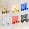 Yuhuaze space aluminum double row hook smiley face free punch hook bathroom hook hook aluminum alloy seamless wall hook strong hook 8 Pack