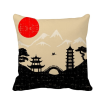 Japan Black White Red Yellow Temple Square Throw Pillow Insert Cushion Cover Home Sofa Decor Gift