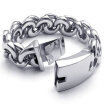 Hpolw Large Heavy Wide Stainless Steel Biker Mens Bracelet Bangle Color Silver