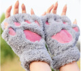 Ladies Winter Fingerless GlovesFluffy Bear Cat Plush Paw Claw Half Finger GloveHalf Cover Women Female Gloves Mitten