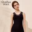 Ou Difen home vest 2018 summer new womens sleeveless shirt comfortable lace round neck Slim wild vest XV8608 black M