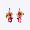 Aiyaya New Arrival Multicolor Camellia Flower Ruby Sapphire Cushion-cut 10kt Gold Plated Drop Earrings